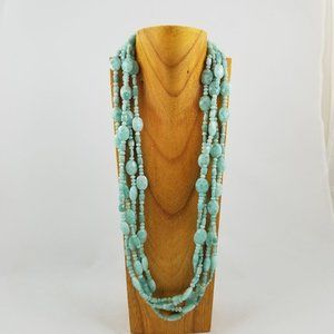 Tunic Length Blue Quarrtzite Multi-Strand Necklace
